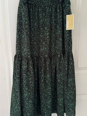 Michael Kors Dark Green Floral Maxi Skirt
